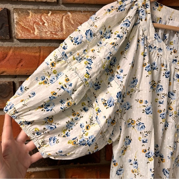 THE GREAT. The Carriage pintucked Floral Cotton-voile Puff Sleeve Blouse - Picture 6 of 11